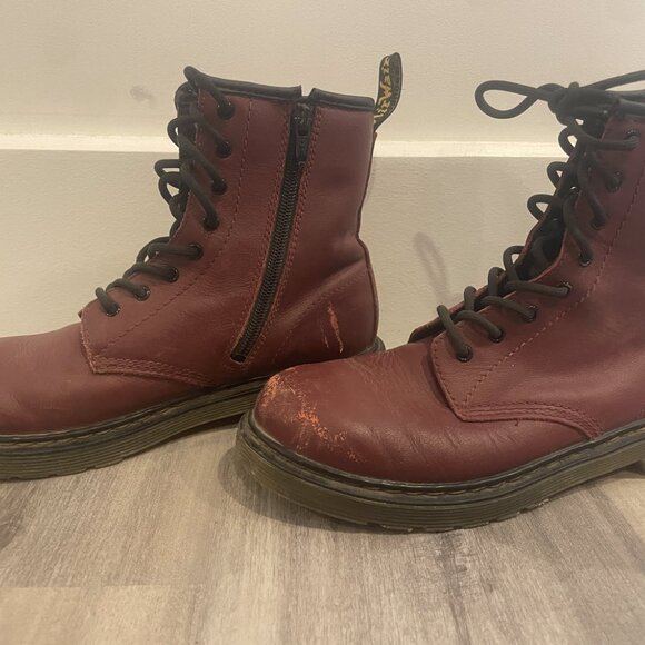 Doc Martens VTG Burgandy 1460 Lace & Zip Boots Unisex - Picture 3 of 8